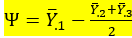 For the contrast, c<sub>1</sub><sub> </sub>= 1, c<sub>2</sub><sub> </sub>= -1/2, c<sub>3 </sub>= -1/2; n<sub>1</sub><sub> </sub>= n<sub>2</sub> = n<sub>3</sub> = 6; df<sub>with</sub> = 30; MS<sub>with</sub> = 9; = 5, = 7.5, = 8.5; \alpha = .05; J = 5. Therefore, contrast \Psi = 5 -(7.5 + 8.5)/2 = -3; standard error of contrast: s<sub> \Psi </sub> = \sqrt{M S_{\text {with }}\left(\frac{c_{1}^{2}}{n_{1}}+\frac{c_{2}^{2}}{n_{2}}+\frac{c_{3}^{2}}{n_{3}}\right)}=\sqrt{9\left(\frac{1}{6}+\frac{1}{24}+\frac{1}{24}\right)}=3 / 2 t = \Psi <sub> \Psi </sub>= -3/(3/2) = -2. critical values: Because |t| = 2 < 3.28, we fail to reject the null hypothesis and conclude that the contrast is not significant at the .05 level of significance.