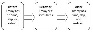    What kind of contingency is this for managing Jimmy's self-stimulation and normal play behavior? (Koegel et al.)  A)  differential reinforcement of alternative behavior (note DRA involves the same reinforcing outcome)  B)  positive punishment of self-stimulation C)  natural reinforcement of normal play D)  negative punishment of self-stimulation