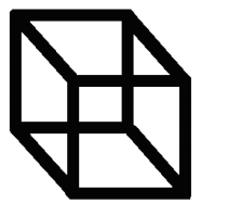 The figure below represents a:   A)  Ponzo illusion B)  Necker cube C)  Sander parallelogram D)  Müller-Lyer illusion