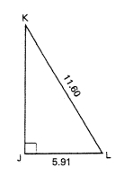 In triangle JKL in Figure RT15.10, find (a) length KJ correct to 3 significant figures. (b) sin L and tan K, each correct to 3 decimal places. Figure RT15.10