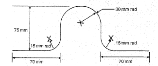 Calculate the length of metal strip needed to make the clip shown in Figure RT11.7. Figure RT11.7