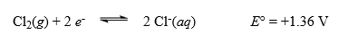 The cell described by the reaction,2 Co<sup>3+</sup>(aq) + 2 Cl<sup>-</sup>(aq)    2 Co<sup>2+</sup>(aq) + Cl<sub>2</sub>(g) has a standard potential of 0.46 V. Using the standard reduction potential value shown for   determine a value for the standard reduction potential of the cathode half-cell. A) -0.90 V B) +0.90 V C) +0.91 V D) -1.82 V E) +1.82 V