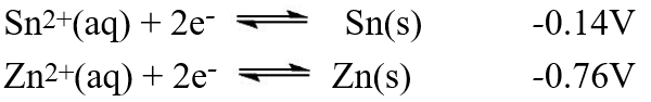  A galvanic cell is composed of these two half-cells, with the standard reduction potentials shown:   What is the standard free energy ( \Delta G°) change for the cell reaction of this galvanic cell? A) -2.22 × 10<sup>2</sup> kJ B) -3.14 × 10<sup>2</sup> kJ C) -1.74 × 10<sup>2</sup> kJ D) -6.02 × 10<sup>2</sup> kJ E) -1.20 × 10<sup>2</sup> kJ 