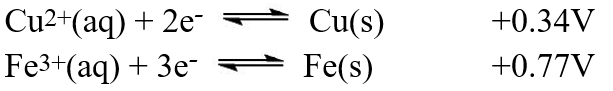  A galvanic cell is composed of these two half-cells, with the standard reduction potentials shown:   What is the standard free energy ( \Delta G°) change for the cell reaction of this galvanic cell? A) -2.49 × 10<sup>2</sup> kJ B) -3.21 × 10<sup>2</sup> kJ C) -6.43 × 10<sup>2</sup> kJ D) -5.32 × 10<sup>2</sup> kJ E) -4.31 × 10<sup>2</sup> kJ 