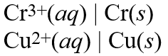 A galvanic cell is composed of these two half-cells:   The actual concentrations in the cell are: [Cu<sup>2+</sup>] = 0.00350 M, [Cr<sup>3+</sup>] = 0.360 M. What is the potential of this galvanic cell at 25°C?Hint: First calculate E°, then apply the solution concentrations of the galvanic cell using the Nernst equation. A) +1.06 V B) -0.16 V C) +1.02 V D) +1.14 V E) +1.98 V