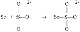 Selenium atoms can react with the sulfite ion to produce a selenosulfate ion, as shown below.   Which reactant is functioning as the Lewis base?