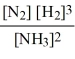 Which of the following is the correct equilibrium law for the following reaction?N<sub>2</sub>(g) + 3H<sub>2</sub>(g)    2NH<sub>3</sub>(g)  A) K<sub>c</sub> =   B) K<sub>c</sub> = [NH<sub>3</sub>]<sup>2</sup>[N<sub>2</sub>] [H<sub>2</sub>]<sup>3</sup> C) K<sub>c</sub> = [NH<sub>3</sub>]<sup> </sup>[N<sub>2</sub>] [H<sub>2</sub>] D) K<sub>c</sub> =   E) K<sub>c</sub> =  
