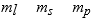 The three quantum numbers which characterize the solutions to Schrodinger's equation, describing the behavior of the electron in the H atom are usually designated as A)    B)    C)    D)    E)   