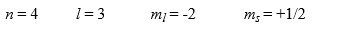 The maximum number of electrons in an atom that can have the following exact same set of quantum numbers is ________.  
