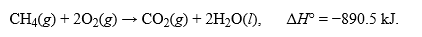 The thermochemical equation for the reaction between methane and oxygen to produce carbon dioxide and water is:   .What is the corresponding thermochemical equation for this reaction when 1 mol of oxygen reacts?