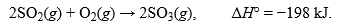 The thermochemical equation for the reaction of sulfur dioxide, SO<sub>2</sub>, with oxygen is given as:   What is the change in enthalpy when 3 moles of SO<sub>2</sub> react by this reaction?