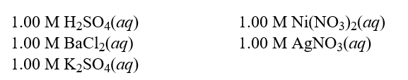 Each of the following solutions was treated with 0.500 M of Na<sub>2</sub>CO<sub>3</sub>(aq). How many solutions will show a reaction?   Hint: Consider spectator ions when determining if a reaction takes place.