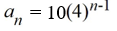 Write the formula for the   term of the geometric sequence with   = 10 and r = -   . A)    B)    C)    D)   
