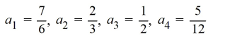 Write the first four terms of the following sequence. Assume that n starts at 1.=     A)    B)    C)    D)   