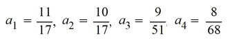 Write the first four terms of the following sequence. Assume that n starts at 1.=     A)    B)    C)    D)   