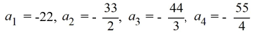 Write the first four terms of the following sequence. Assume that n starts at 1.=     A)    B)    C)    D)   
