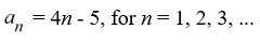 Write an expression for the   term of the sequence 1, 6, 11, 16, 21, ... A)    B)    C)    D)   