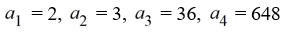 Write the first four terms of the sequence defined by the recursion formula. Assume the sequence begins at 1.   A)    B)    C)    D)   