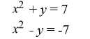 Graph each equation and find the point(s)  of intersection.   A)  (0, -7)  B)  (0, 7)  C)  (7, -7)  D)  no solution