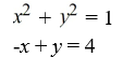 Graph each equation and find the point(s)  of intersection.   A)  (-4, 0)  B)  (0, 4)  C)  (0, 1)  D)  no solution