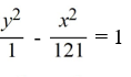 Find the standard form of the equation of a hyperbola with center (0, 0) , transverse x-axis, and asymptotes y = 11x and   A)    B)    C)    D)   