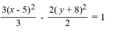 Find the standard form of the hyperbola with the following equation.2   - 3   - 20x - 48y = 148 A)    B)    C)    D)   