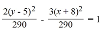 Find the standard form of the hyperbola with the following equation.2   - 3   - 20x - 48y = 148 A)    B)    C)    D)   