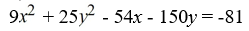 Find the standard form of the ellipse with the following equation.   A)    B)    C)    D)   