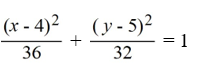 Find the standard form of the equation of an ellipse with foci (4, 3)  and   and vertices   and   A)    B)    C)    D)   