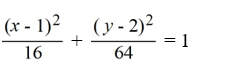 Find the standard form of the equation of an ellipse with vertices   and   and minor axis   and   A)    B)    C)    D)   