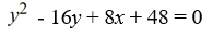 Find an equation for the parabola with vertex (2, 8)  and focus (4, 8) . A)    B)    C)    D)   