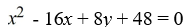 Find an equation for the parabola with vertex (2, 8)  and focus (4, 8) . A)    B)    C)    D)   