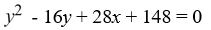 Find an equation for the parabola with vertex (8, 3)  and focus (8, 10) . A)    B)    C)    D)   
