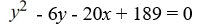 Find an equation for the parabola with focus (14, 3)  and directrix x = 4. A)    B)    C)    D)   