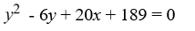 Find an equation for the parabola with focus (14, 3)  and directrix x = 4. A)    B)    C)    D)   