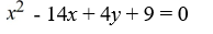 Find an equation for the parabola with focus (9, 7)  and directrix x = 11. A)    B)    C)    D)   