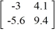 Evaluate the 2 × 2 determinant.   A)  -51.16 B)  51.16 C)  4.9 D)  -5.24