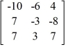 Evaluate the 3 × 3 determinant.   A)  -492 B)  768 C)  408 D)  492