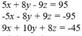 Use Cramer's Rule to either solve the system of equations, determine if the system is inconsistent (no solution) , or dependent (infinitely many solutions) .   A)  (2, 5, 5)  B)  (3, -4, -4)  C)  inconsistent D)  dependent
