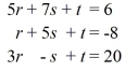 Apply the matrix algebra to solve the system of linear equations.   A)  (2, -3, 5)  B)  (-3, 2, 5)  C)  (5, 2, -3)  D)  (5, -3, 2) 