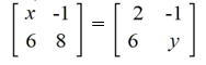 Solve for the indicated variables.   A)  (-4, 5)  B)  (-1, 6)  C)  (2, 8)  D)  (4, 5) 
