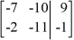 Perform the row operation   +   ?   <sub> </sub>on the matrix and write the resulting matrix.   A)    B)    C)    D)   