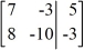 Perform the row operation -2   +   ?   <sub> </sub>on the matrix and write the resulting matrix.   A)    B)    C)    D)   