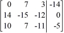 Perform the row operation   +   ?   <sub> </sub>on the matrix and write the resulting matrix.   A)    B)    C)    D)   
