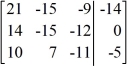 Perform the row operation   +   ?   <sub> </sub>on the matrix and write the resulting matrix.   A)    B)    C)    D)   