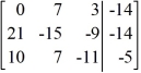 Perform the row operation   +   ?   <sub> </sub>on the matrix and write the resulting matrix.   A)    B)    C)    D)   