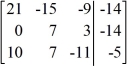Perform the row operation   +   ?   <sub> </sub>on the matrix and write the resulting matrix.   A)    B)    C)    D)   