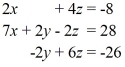 Solve the system of linear equations for x, y, and z using Gauss-Jordan elimination.   A)  (-2, 4, -3)  B)  (-3, 4, 2)  C)  (2, 4, -3)  D)  (4, -3, 2) 
