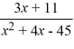 Select the form of the partial fraction decomposition for the given rational expression. Do not solve for the constants.   A)    B)    C)    D)   