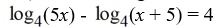 <strong>Solve the logarithmic equation exactly. </strong> A) -5 B) C) - D) no solution